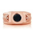 thumbnail image 2 of Gem Stone King 1.68 Ct Round Black Onyx 18K Rose Gold Plated Silver Men's Ring, 2 of 5
