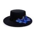 thumbnail image 3 of HNMKIU Western Floral Cowboy Hat for Elegant Stage Performance and Party Events Black,One Size, 3 of 4