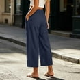 thumbnail image 6 of HomeDM Capris Pants for Women Wide Leg Pants with Pockets High Waisted Navy Lounge Work Trousers Size M, 6 of 8