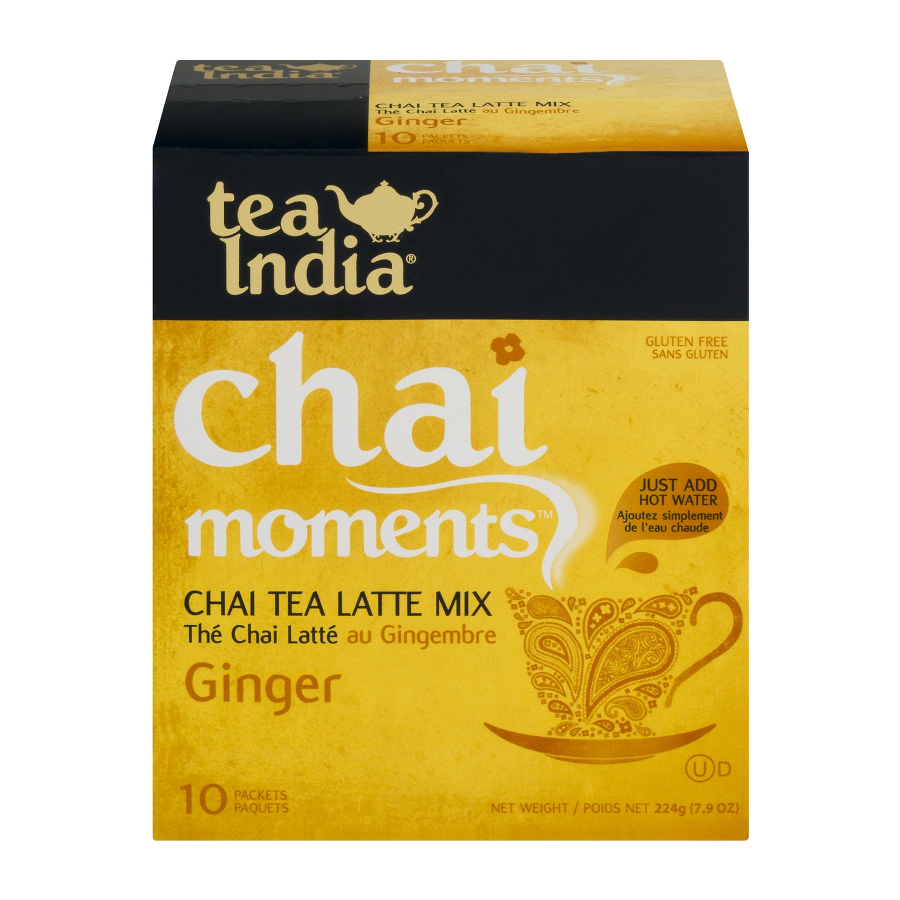 Tea India Chai Moments Chai Tea Latte Mix Ginger 10 CT