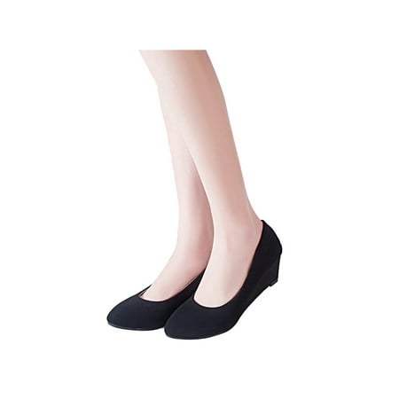 

GENILU Womens Wedge Heel Court Shoes Ladies Party Work Office Shoes