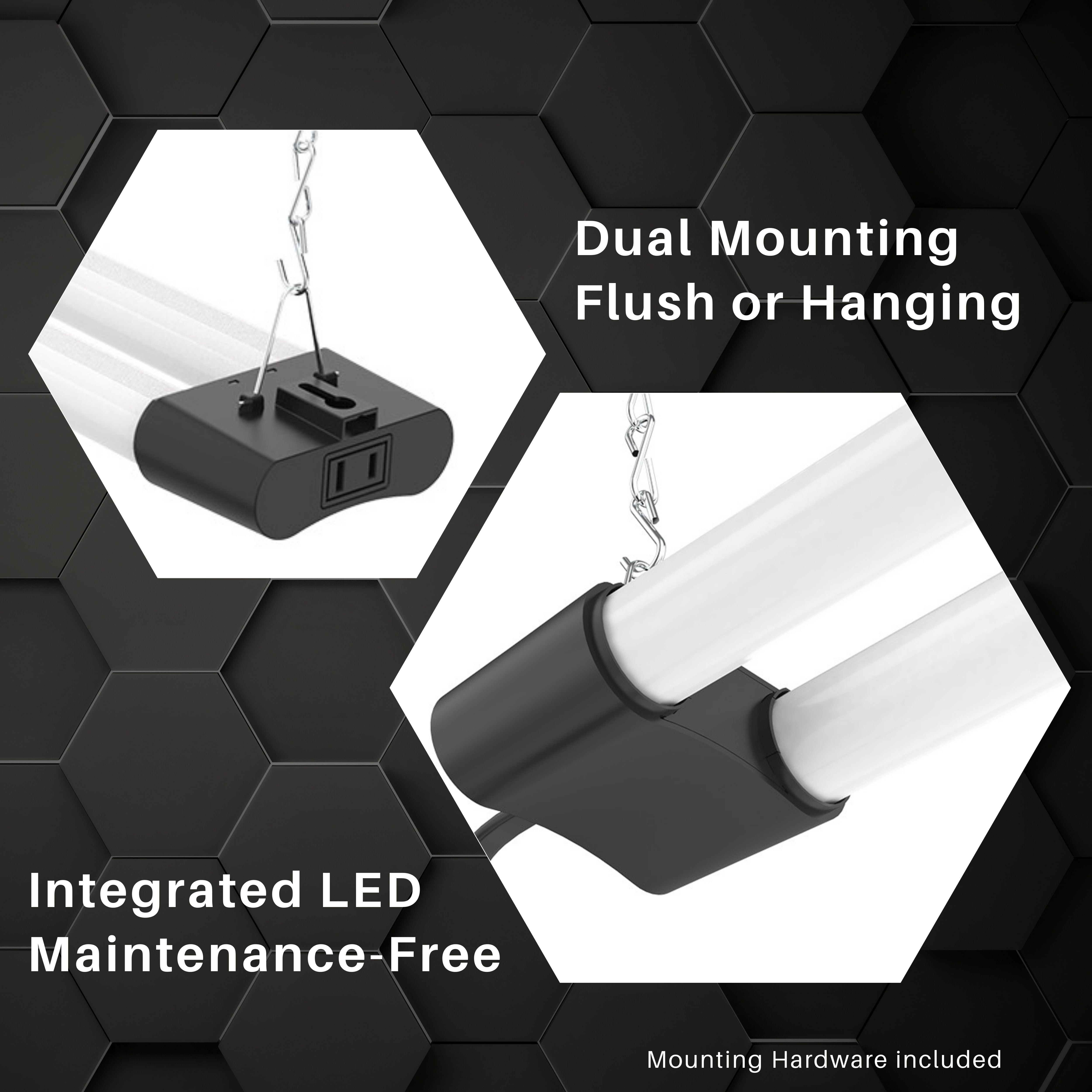 4 Pack LED Shop Light 4 FT 40W Plug Linkable Fixture Hanging Flush Mount Utility Light for Garage Workshop