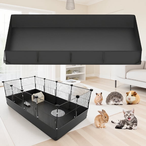 1-Pack Guinea Pig Cage Liner 48x24 Inch, Waterproof Washable C&C Grid Mat with Hook Clips for Hedgehog Bunny