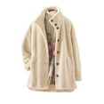 thumbnail image 2 of New Cardigan Button Down Coat Solid Color Cardigan Hoodie Fleece Coat, 2 of 4