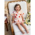 thumbnail image 6 of RUINIXCW Toddler Baby Girl Silk Satin Back to School Pajamas Set Kids Summer PJS Set Sleepwear Apple Pencil Printed Short Sleeve Button Down Shirt and Ruffle Shorts Set Homewear Loungewear 1-7 Years, 6 of 9
