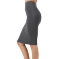thumbnail image 2 of Basic Solid Plain Knee Length Cotton Spandex Skirt, Ash Gray, Large, 2 of 3
