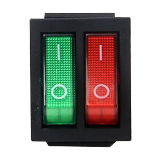 KCD8-212N Interrupteur à Bascule Double 2 Vitesses 6 Pieds Pot à Riz/chaud Poêle à Cuire Chauffage à Huile avec Interrupteur d'Alimentation (Rouge et Vert)