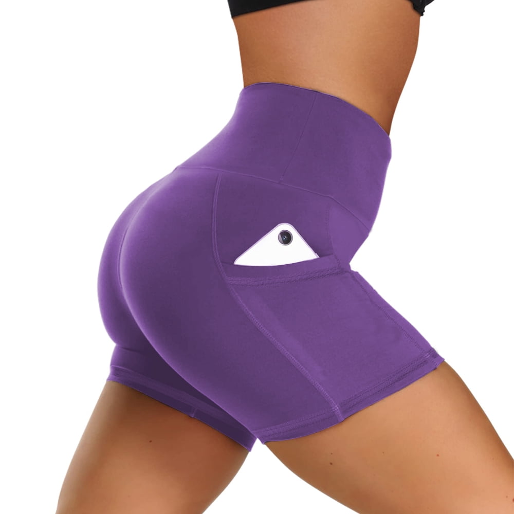 Tummy Control Biker Shorts for Women Basic Slip Bike Compression Capris  Cycling Shorts Purple S 