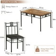 thumbnail image 3 of VECELO 5-Piece Dining Table Set for 4, Wooden Metal Table and 4 PU Cushion Chairs for Kitchen Breakfast Furniture, Retro Brown, 3 of 14