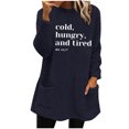 thumbnail image 2 of DPTALR Women's Round- Neck And Winter Loose Print Pocket Warm Long Sleeve Blouse Tops, 2 of 4