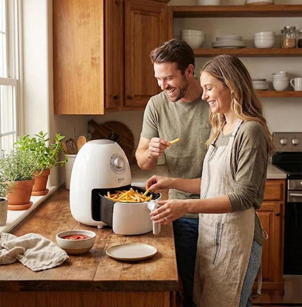 Ikich 2 Quart Air Fryer, White - Non-Stick, Oil-Free Healthy Cooking