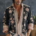 thumbnail image 2 of Mens 70s Long Sleeve Floral Dress Shirt Flowered Paisley Pattern Print Vintage Button Down Hippie Shirts, 2 of 5