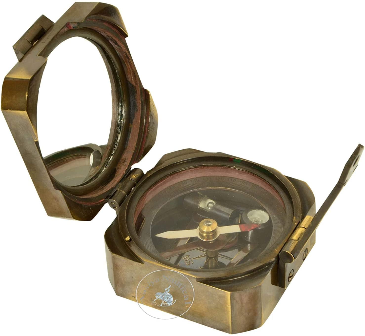 NAUTICAZ Natural Sine Brunton 1917 Compass Brass Mining Compasses, Brass Pocket Compass Outdoor Navigation Tools