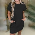 thumbnail image 2 of Kaemgyyd Womens Casual Mini Dress Soft Solid Color Short Sleeve Crew Neck T-Shirt Dresses Oversized Tunic Dress with Pockets, 2 of 6