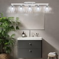 thumbnail image 4 of Aoile Bathroom Vanity Light, 5-Light Farmhouse Wall Sconce with Hammered Glass Shade E26 Socket for Hallway Kitchen Bedroom Living Room, 4 of 6
