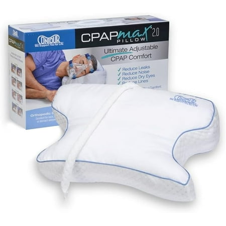 Contour CPAPMax CPAP Comfort Bed Pillow to Reduce Leaks, Mask Discomfort & Hose Tangles - Adjustable Height for Side, Back or Stomach Sleepers