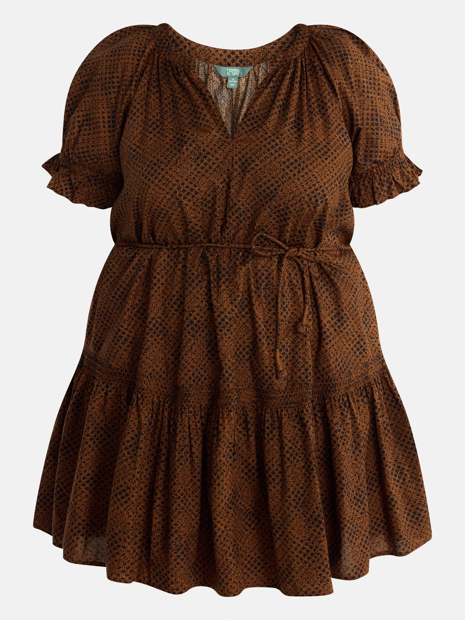Terra & Sky Women's Plus Tiered Mini Dress, Sizes 0X-5X