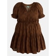 thumbnail image 5 of Terra & Sky Women's Plus Cotton Tiered Mini Dress with Short Puff Sleeves, Sizes 0X-5X, 5 of 5