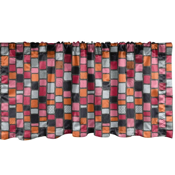 Ambesonne Cobblestone Window Valance, Patchwork Bricks, 54" X 12", Multicolor