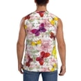 thumbnail image 4 of Balery Butterflies and Vintage Men's Sleeveless Muscle Shirts Workout Tank Top, Moisture Wicking, Odor Protection-XX-Large, 4 of 8