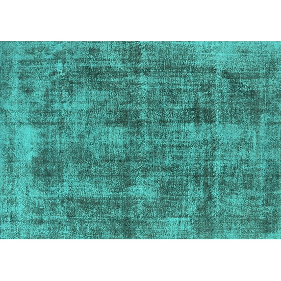 Ahgly Company Machine Washable Indoor Rectangle Oriental Turquoise Blue Industrial Area Rugs, 2' x 4'