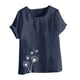 thumbnail image 2 of Vestidos Casuales Para Mujer, Blusas De Mujer De Moda Blusa informal de lino con cuello redondo, manga corta y botones para mujer, 2 of 2