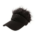 thumbnail image 2 of Sombrero con visera y pelo sintético para hombre, portátil, estilo hip hop, para playa Negro, 2 of 9