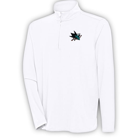 Men's Antigua  White San Jose Sharks Hunk Quarter-Zip Pullover Top
