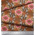 thumbnail image 2 of Soimoi Polyester Crepe Fabric Floral,Hummingbird & Squirrel Animal Print Sewing Fabric Yard 52 Inch Wide, 2 of 3