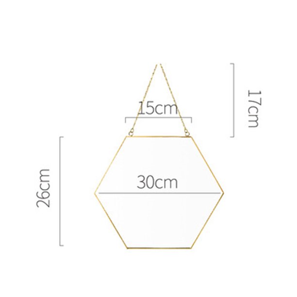 TOPOINT Geometric Bathroom Mirror Gold Brass Hexagon for Home Living