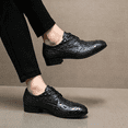 thumbnail image 2 of Men's Crocodile Embossed Purple Oxford Shoes Low Heel Lace Up Shiny Formal Party Wedding Stage Dress Leather Shoes, 2 of 6