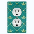 thumbnail image 1 of Metal Light Switch Plate Cover Elegant Yellow Tufted Crown Emerald Damask DAM100, 1 of 13