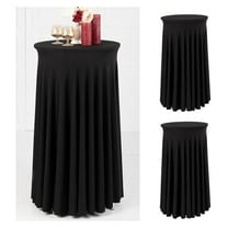 Round Table Skirt Set of 2 - Black Spandex Highboy Tablecloths - 24 inch Fitted Table Cover for Cocktail Tables, Parties, Events
