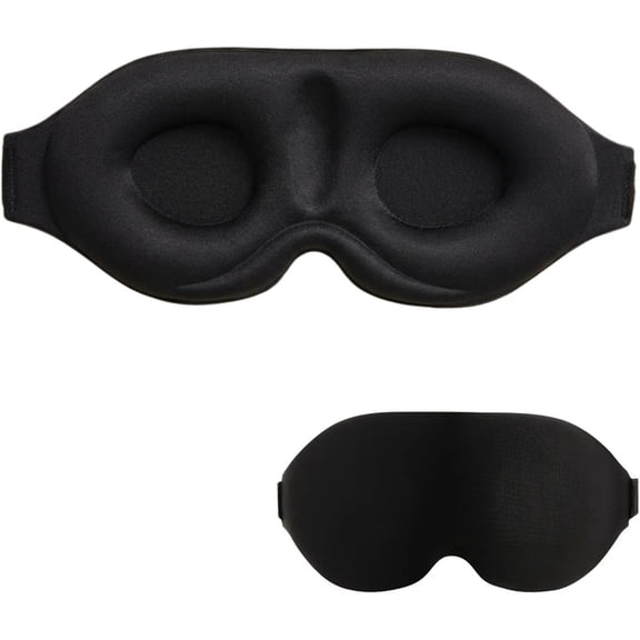 3D Contoured Sleep Mask, Soft Breathable Eye Mask for Sleeping, Light Blocking Blindfold with Adjustable Strap, Comfortable Night Eye Cover for Travel, Nap, Night Shift