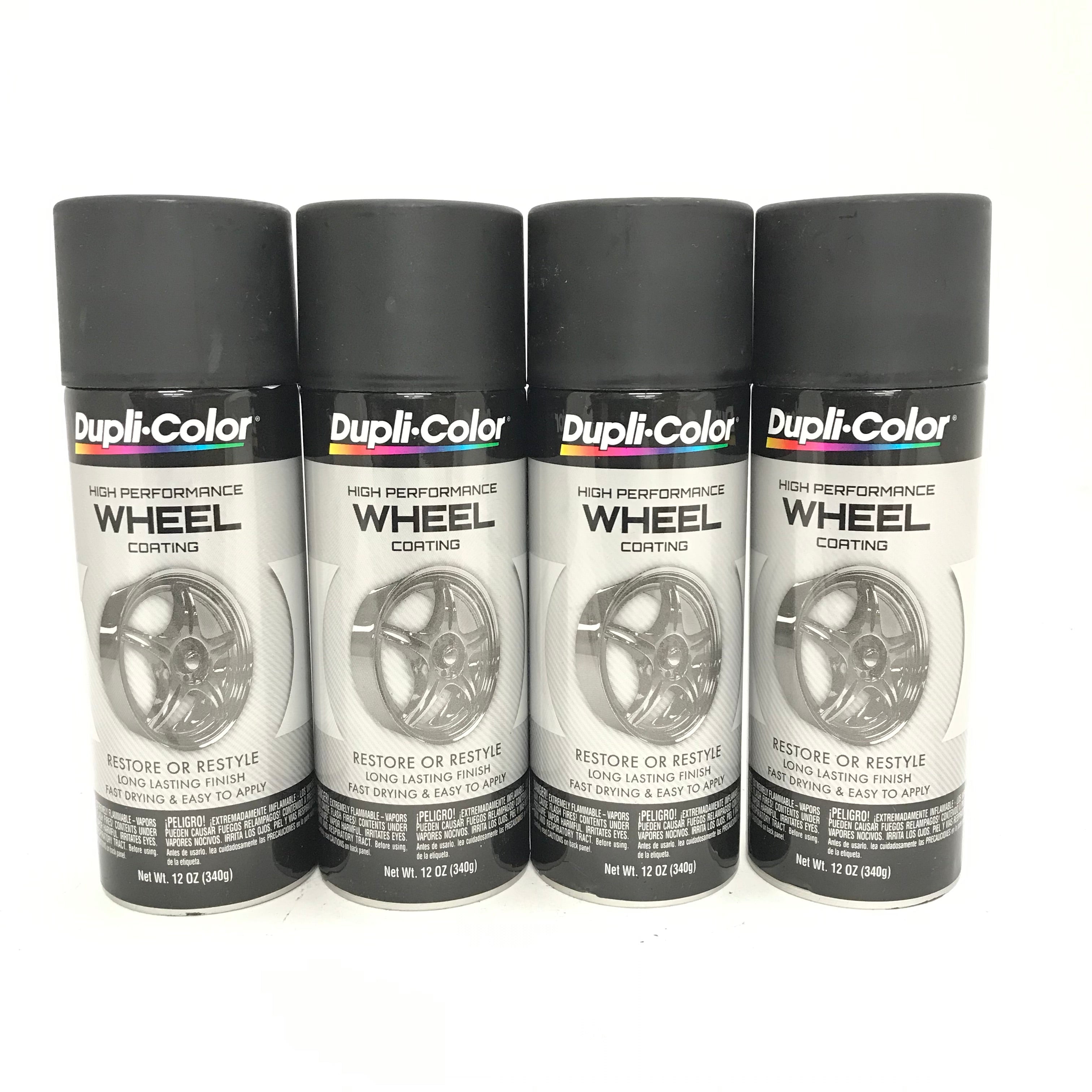 Duplicolor HWP104 4 Pack Wheel Coating Spray Paint Satin Black 12