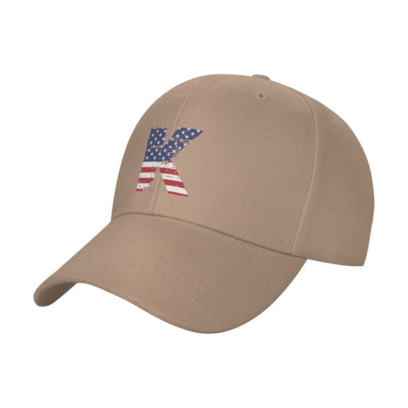 TEQUAN Peaked Cap Letter K America Usa Flag Adult Unisex Adjustable Curved Brim Baseball Cap Hat, Yellow