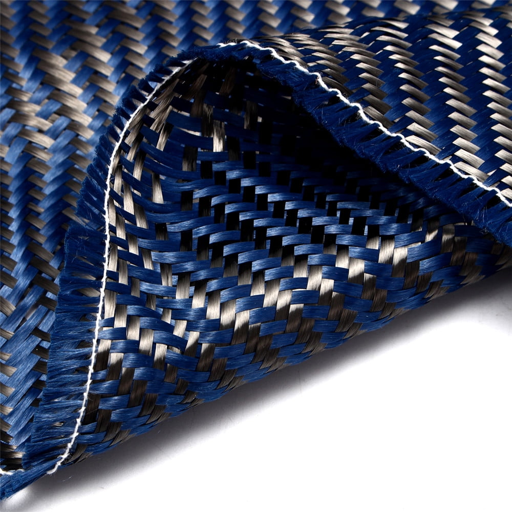 Carbon fiber & Blue mixed fabric 200gsm Carbon Aramid cloth 30cm wide