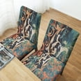 thumbnail image 5 of Boho Teal Gold Chair Covers Colorful Dining Chair Cover Modern Abstract Stretch Dining Chair Slipcover Removable Washable Kitchen Chair Cover Parson Chair Cover Set of 6 for Dining Room, 5 of 6