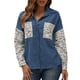 thumbnail image 1 of Camisa de mujer, Camisa suelta de mujer Pana Estampado de leopardo Botones de manga larga Camisas de Abanopi Azul/Grande, 1 of 7