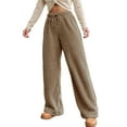thumbnail image 3 of Hifoo Women Winter Fuzzy Pants Elastic Waist Straight Leg Long Pants Casual Sweatpants Trousers Solid Color Joggers Daily Slacks Versatile, 3 of 7