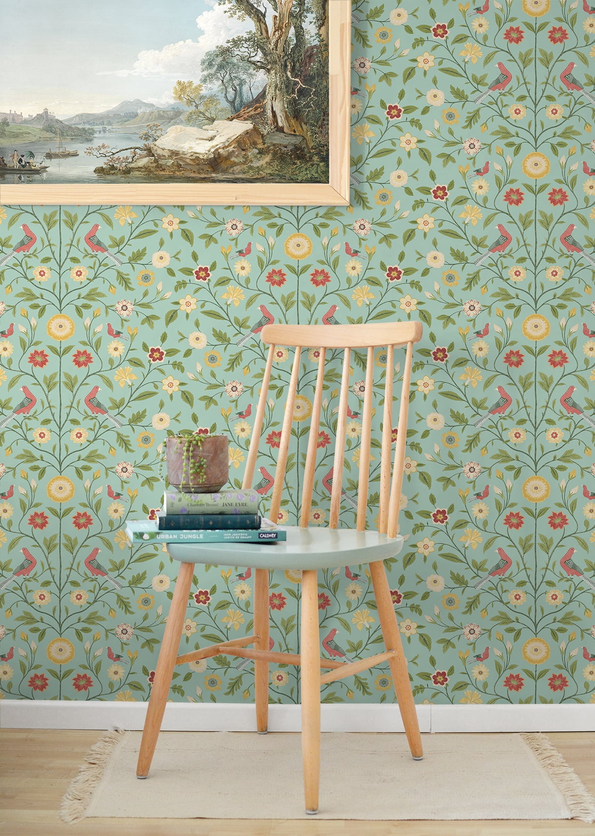 NextWall  Bird Toile Peel and Stick Wallpaper 20.5 in. W x 18 ft. L - Aquamarine