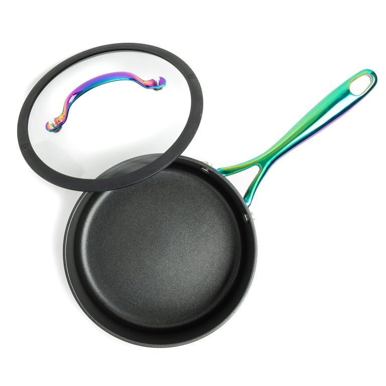 Thyme & Table Non-Stick 2.5 Quart Rainbow Sauce Pan with Glass Lid 