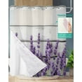 thumbnail image 2 of No Hook Shower Curtains with Snap in Liner, Spring Flowers Waterproof Fabric Shower Curtain, Purple Botanical Floral Wooden Grain Double Layers & See-Through Top Window Bathroom Curtains 66''x72'', 2 of 6