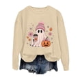 thumbnail image 5 of Xingjin Women's Halloween Crewneck Sweatshirt 2026 Pumpkin Ghost Graphic Long Sleeve Pullover Soft Fall Fashion Shirt Casual Wear Collection,Beige,L, 5 of 5