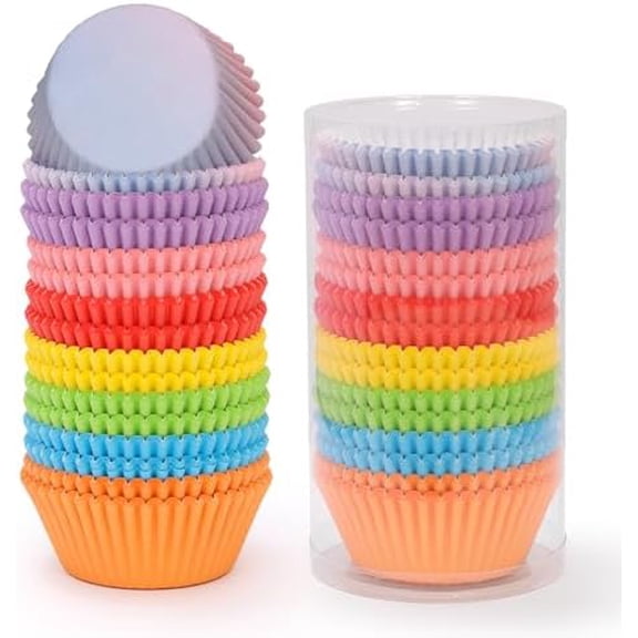 Rainbow Mini Cupcake Liners 400 Count Colorful Muffin Paper Baking Cups Food Grade Disposable Cupcake Wrappers
