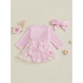thumbnail image 6 of Miaouyo 0-18 Months Infant Baby Girl Fall Outfits Decorative Flower Butterfly Long Sleeve A Line Mesh Dress and Headband 2 Pcs Clothes Set, 6 of 9