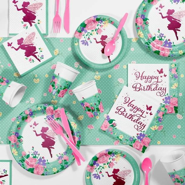 Floral Fairy Sparkle Birthday Party Supplies Kit For 8 Guests Walmart Com Walmart Com