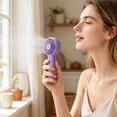 thumbnail image 4 of Clearance Mini Portable Fan, Compact with 3 Speeds, Handheld and Desktop Use with Stand, USB Rechargeable, Lightweight, Purple (for Travel and Personal Use), 4 of 4