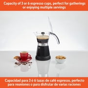 IMUSA 6 or 3 Cup Electric Espresso Maker with Cool-touch Handle, Black