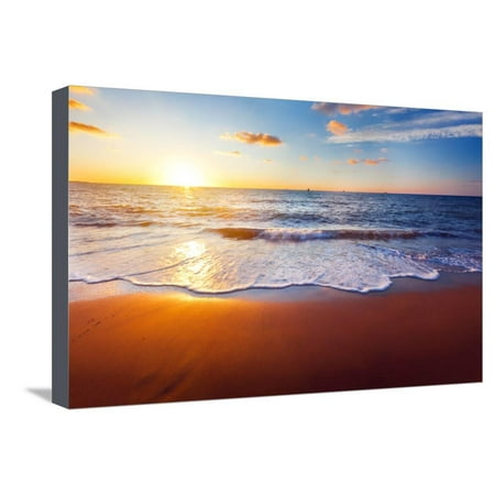Sunset And Beach Ocean Photo Stretched Canvas Print Wall Art By Hydromet